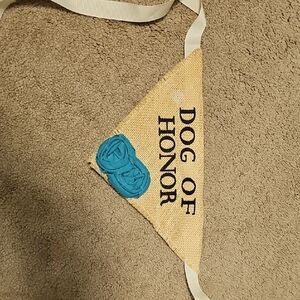 Dog of Honor Burlap Bandana with Teal Accents For Wedding